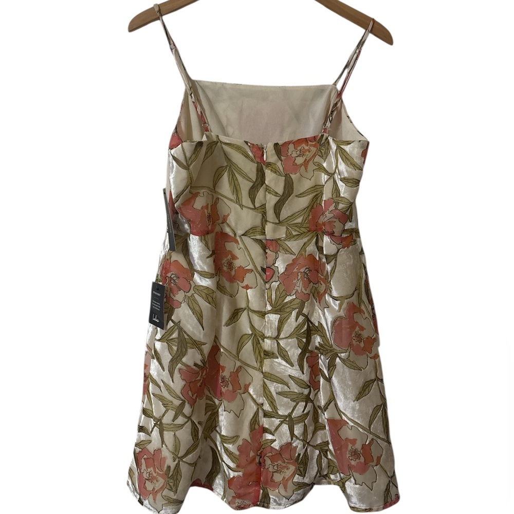 Lulus Daylight Dance Cream Floral Print Velvet Mini Dress Sz Large - Picture 7 of 15